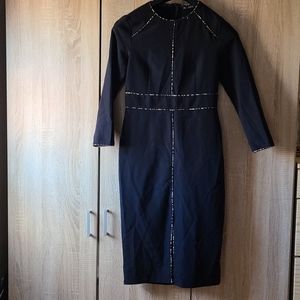 NWT Zara Basics Dress Black with Leopard Seams M